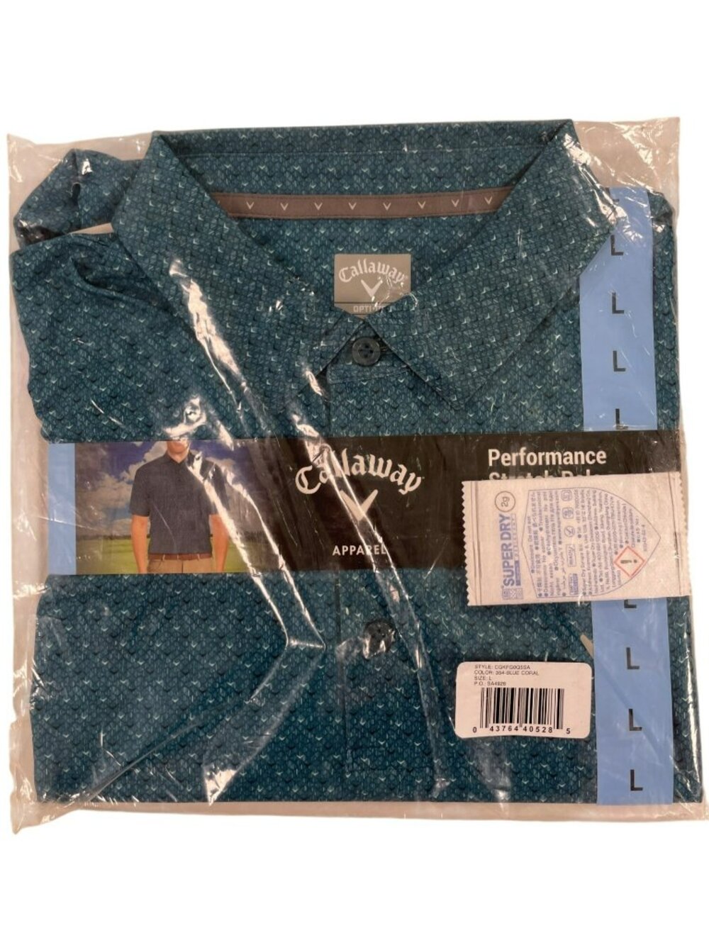 Callaway Opti-Dri Performance Polo Golf Shirt Blue Coral Men's Large MSRP$84 NEW